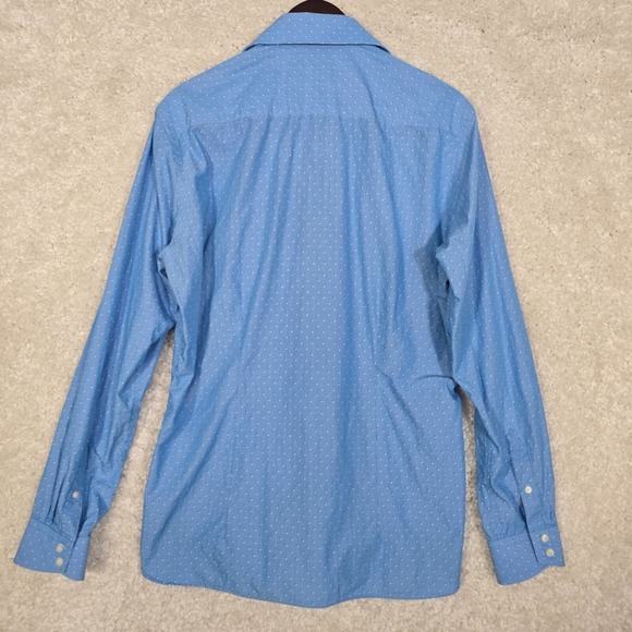 Ted Baker Endurance Shirt Mens 16.5 Blue Button Up Long Sleeve Textured Office - Picture 8 of 13